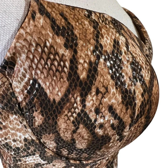 Windsor Snakeskin Cropped Bralette Top Small Sheen Shiny Spaghetti Straps Sexy - Picture 6 of 8